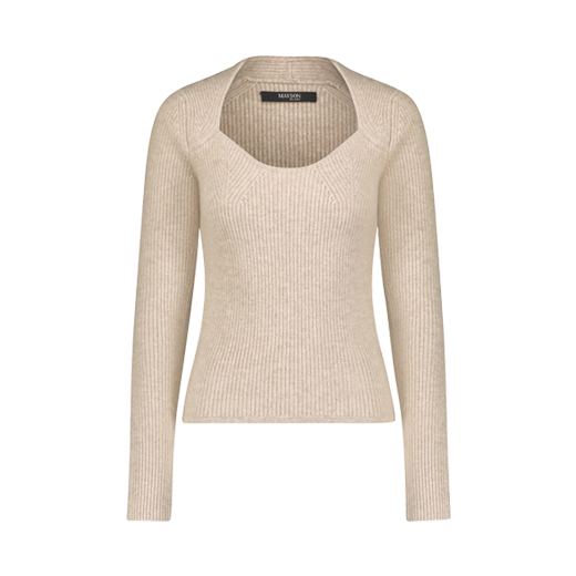 MAYSON the label BEIGE SWEETHEART NECK CASHMERE SWEATER